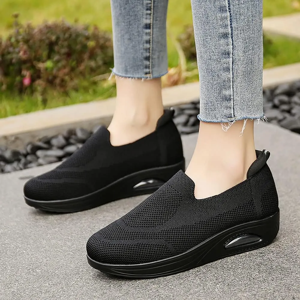 JITUUE Women's Walking Shoes Sock Sneakers Lightweight Comfortable Mesh Slip on Breathable Easy Shoes Platform Loafers