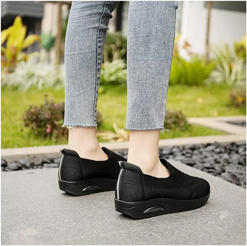 JITUUE Women's Walking Shoes Sock Sneakers Lightweight Comfortable Mesh Slip on Breathable Easy Shoes Platform Loafers
