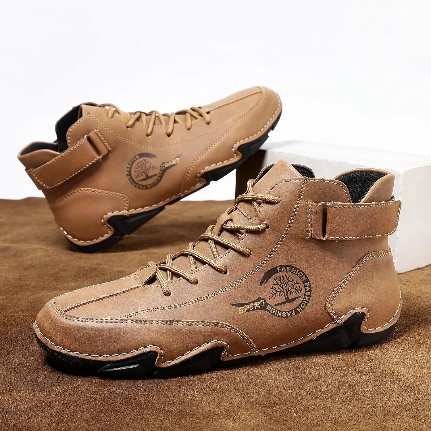 JiuQing Men's Chukka Boots Barefoot Flat Outdoor Walking Winter Booties Casual Loafers