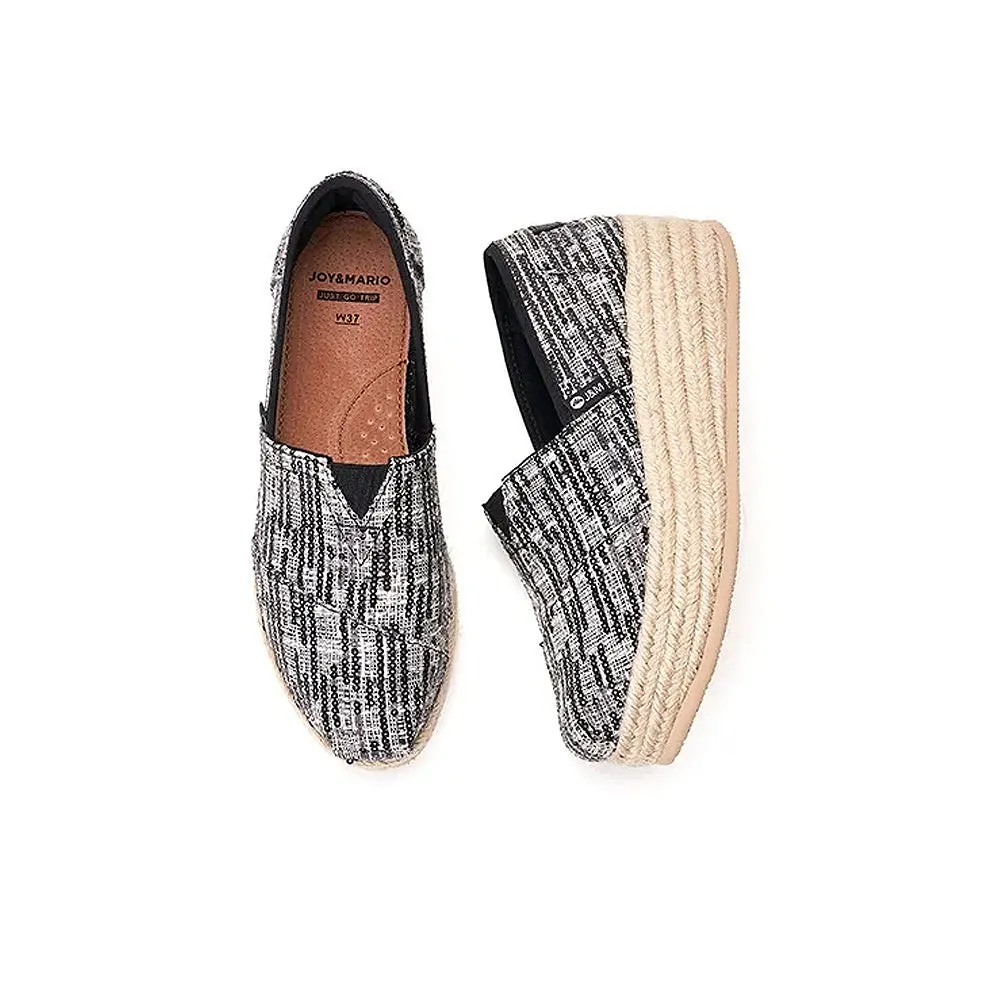 Joy & Mario Women's Slip-On Espadrille Glitters Loafers Wedges