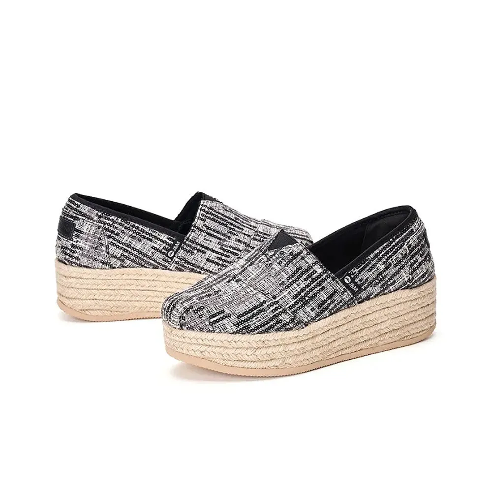 Joy & Mario Women's Slip-On Espadrille Glitters Loafers Wedges