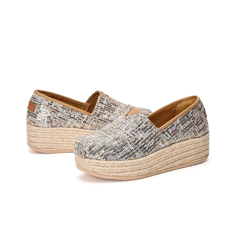 Joy & Mario Women's Slip-On Espadrille Glitters Loafers Wedges