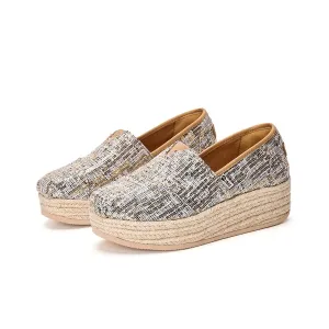 Joy & Mario Women's Slip-On Espadrille Glitters Loafers Wedges