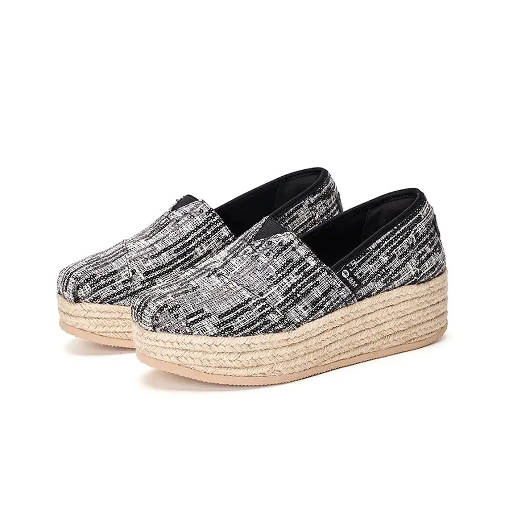 Joy & Mario Women's Slip-On Espadrille Glitters Loafers Wedges