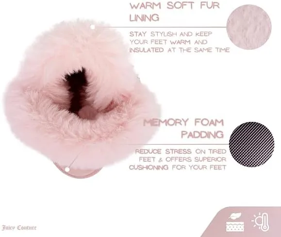 Juicy Couture Girls Winter Fur Boots Warm Insulated Fashion Booties Mid Calf Outdoor Snow Boot for Toddler/Little Kid/Big Kid