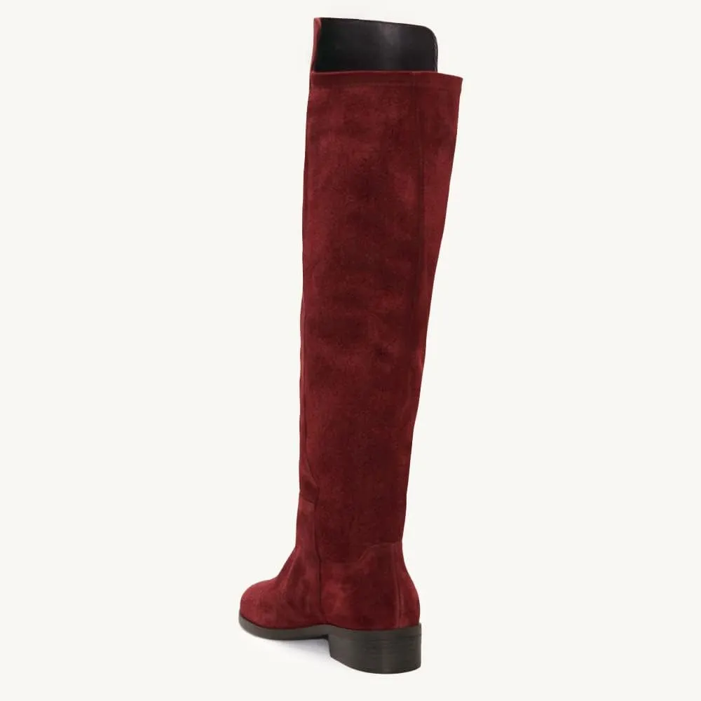 Juliet Holy Womens Knee High Boots Round Toe Chunky Block Heels Suede Fashion Winter Booties