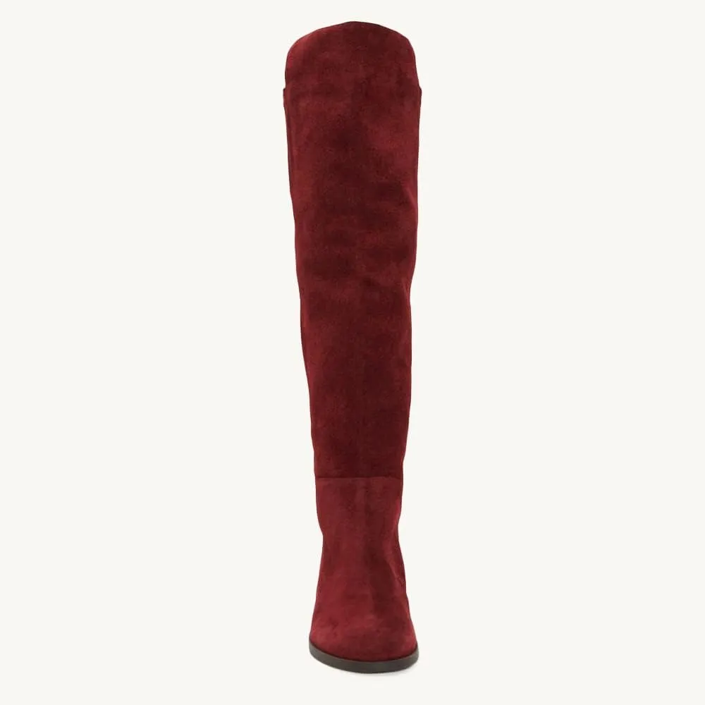 Juliet Holy Womens Knee High Boots Round Toe Chunky Block Heels Suede Fashion Winter Booties