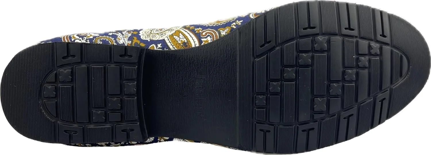 Justar Men's Designer Loafers Casual Leather Dress Shoes Evening Slip On Printed Smoking Slippers Driving Flats Blue Red