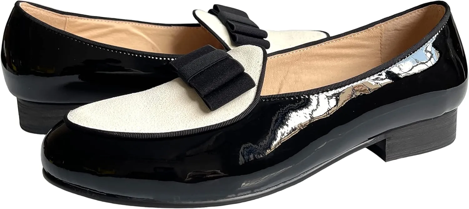 Justar Men's Leather Loafers Belgian Tuxedo Dress Shoes Slip-On Formal Prom Penny Loafers Banquet Flats