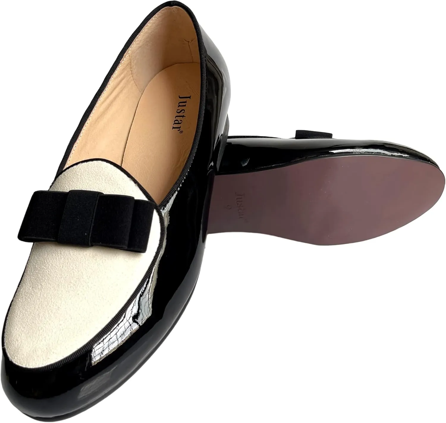 Justar Men's Leather Loafers Belgian Tuxedo Dress Shoes Slip-On Formal Prom Penny Loafers Banquet Flats
