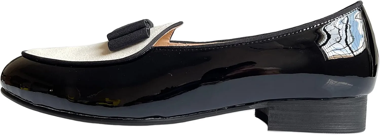 Justar Men's Leather Loafers Belgian Tuxedo Dress Shoes Slip-On Formal Prom Penny Loafers Banquet Flats