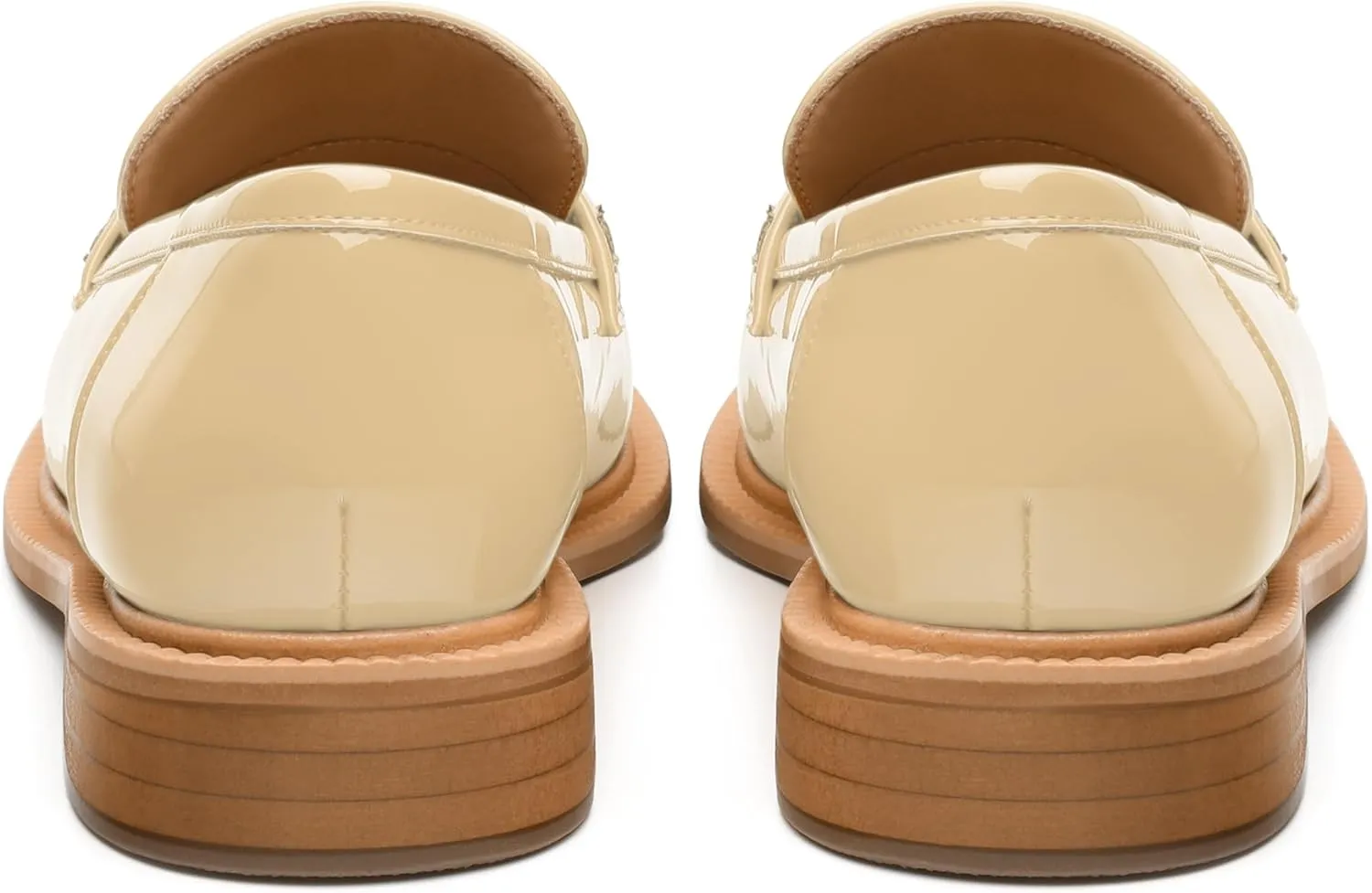 JUSTDANNI Loafers for Women Slip On Shoes with Round Toe 1.2-Inch Low Chunky Block Heel Patent Comfortable Casual Dress Pump Shoes for Wedding Party Work Shopping Dating