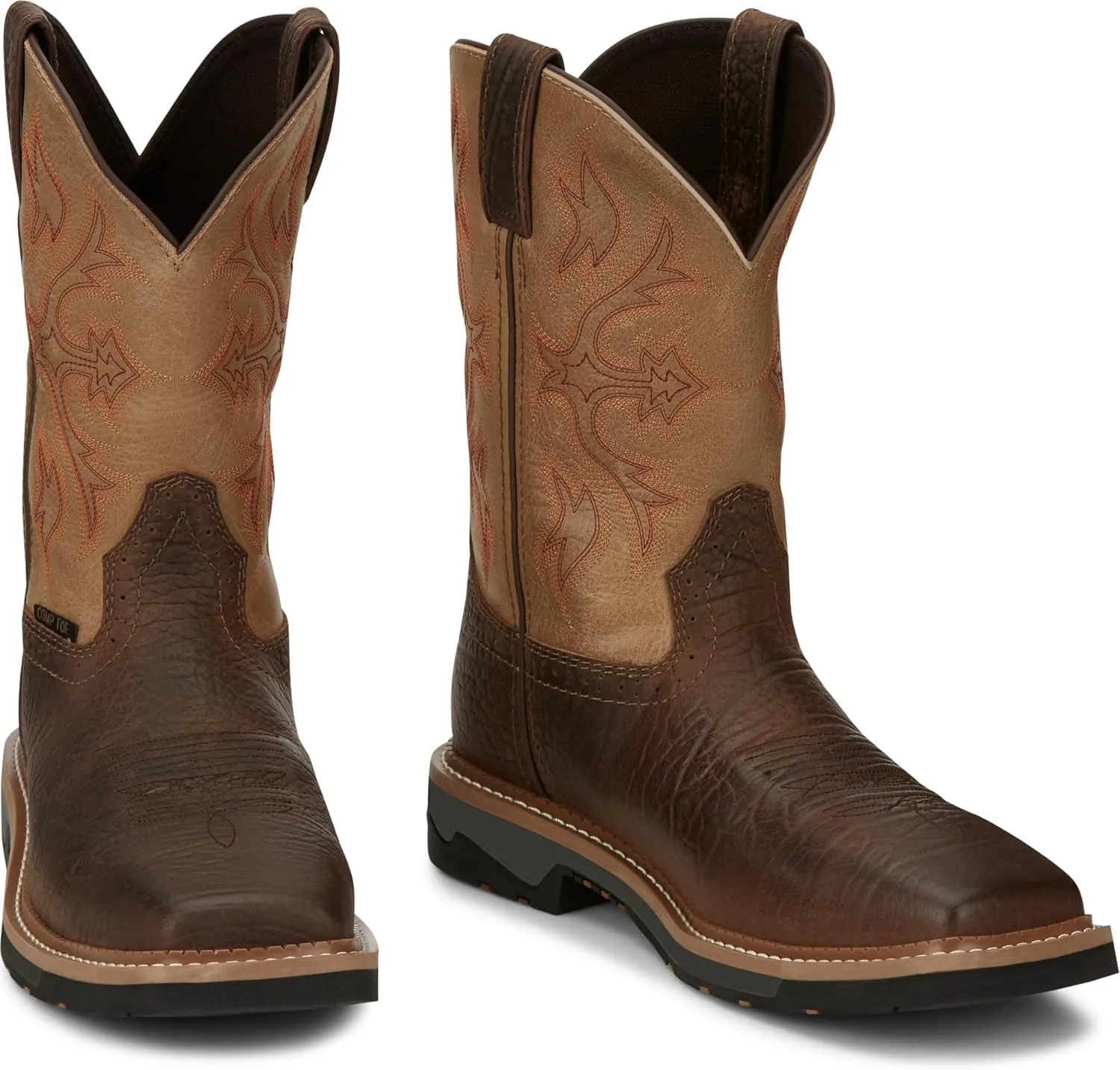 Justin Work Bolt 11" Composite Toe Men's Industrial-and-Construction-Boots, EH Rated, Oil & Slip Resistant, ASTM F2413, Cement Construction