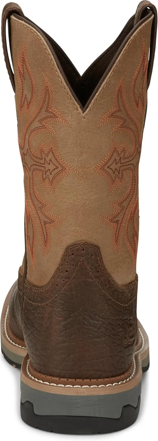 Justin Work Bolt 11" Composite Toe Men's Industrial-and-Construction-Boots, EH Rated, Oil & Slip Resistant, ASTM F2413, Cement Construction