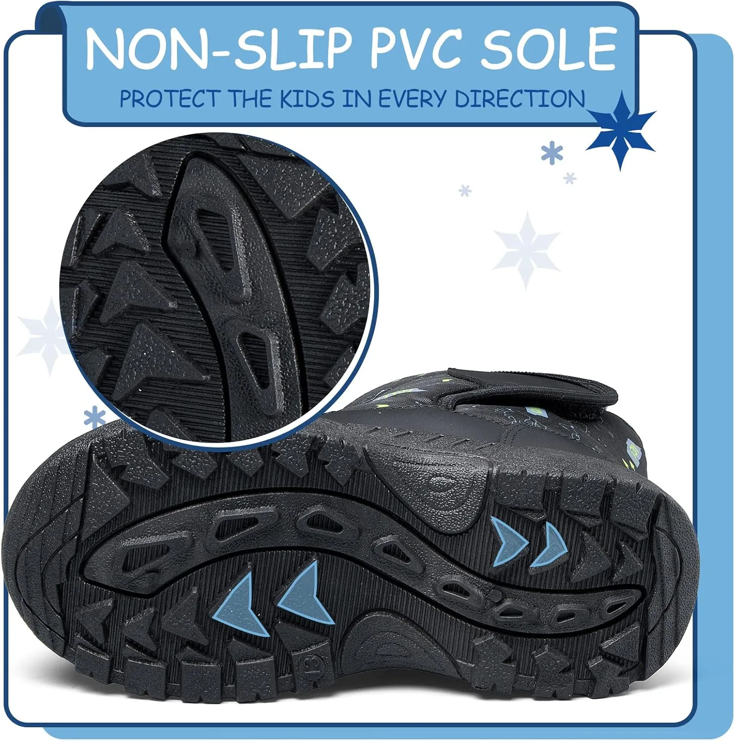 K KomForme Boys & Girls Snow Boots Warm Anti-Slip Outdoor Winter Shoes (Toddler/Little Kid/Big Kid)