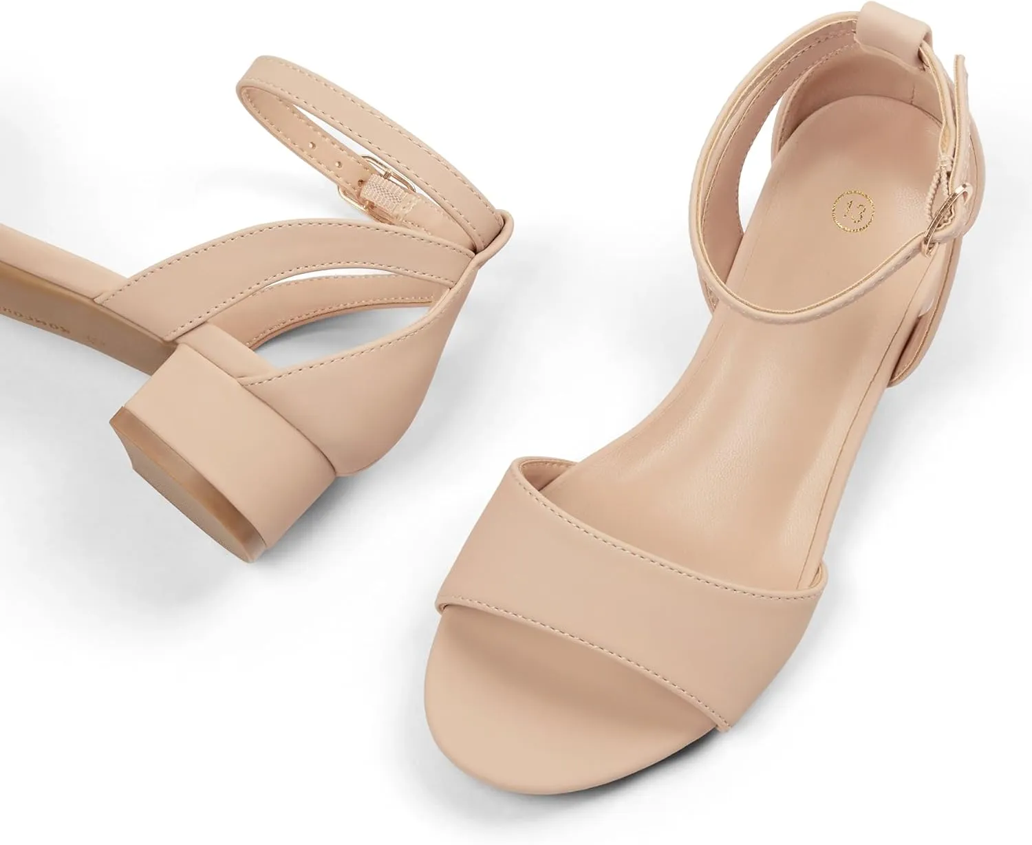 K KomForme Girls Sandals Low Chunky Heels Dress Pumps Ankle Strap Open Toe Flower Wedding Party Dress Shoes for Toddler/Little Kid/Big Kid
