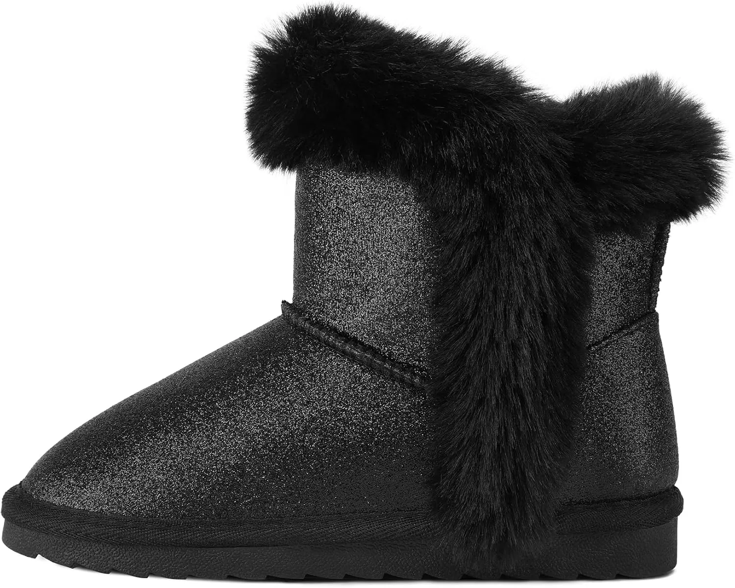 K KomForme Girls Snow Boots Warm Fur Lined Glitter Strap Winter Shoes Lightweight with Hook-and-loop(Toddler/Little Kids/Big Kids)
