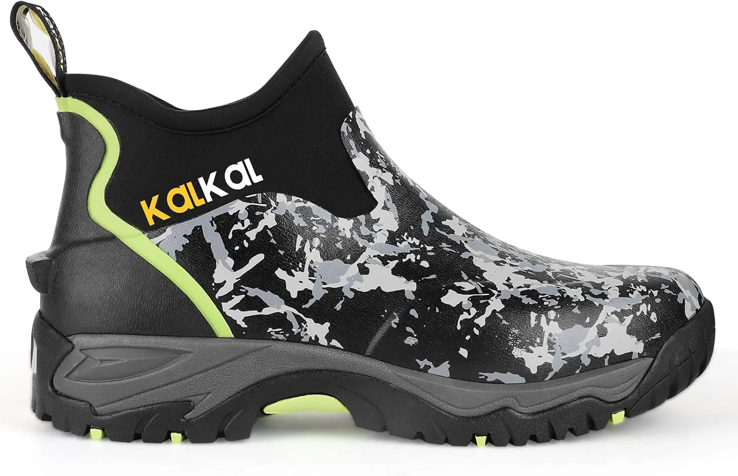 Kalkal Men's Rubber Boots, Waterproof Ankle Rain Boots, Insulated Working Booties with Comfortable Sports Sole, Outdoor Mud Boots for Yard Chore