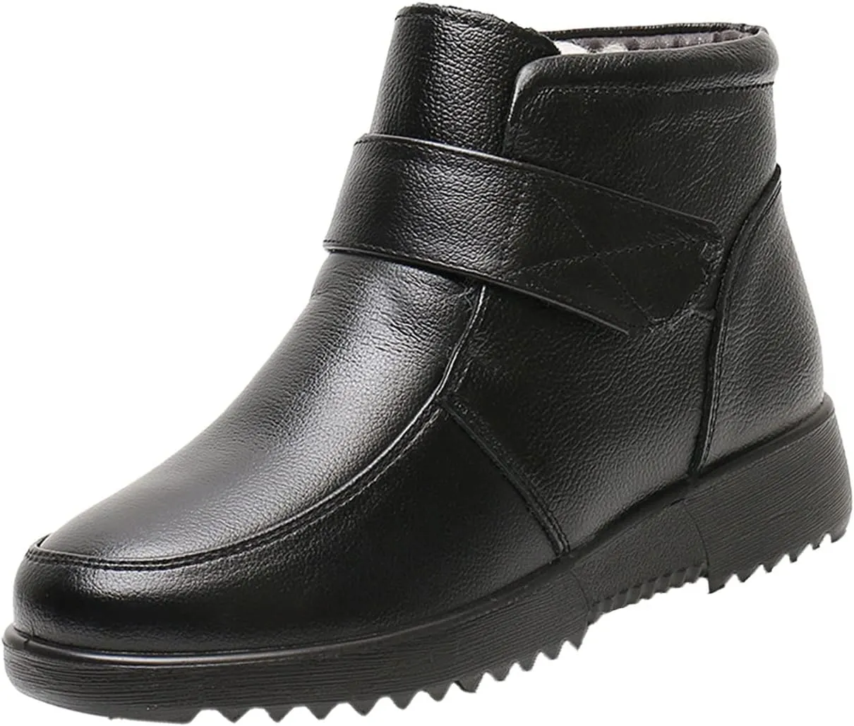 Keilinia Women's Winter Thick Warm Wool Lined Snow Boots,Outdoor Waterproof Non-Slip Adjustable Casual Leather Ankle Booties