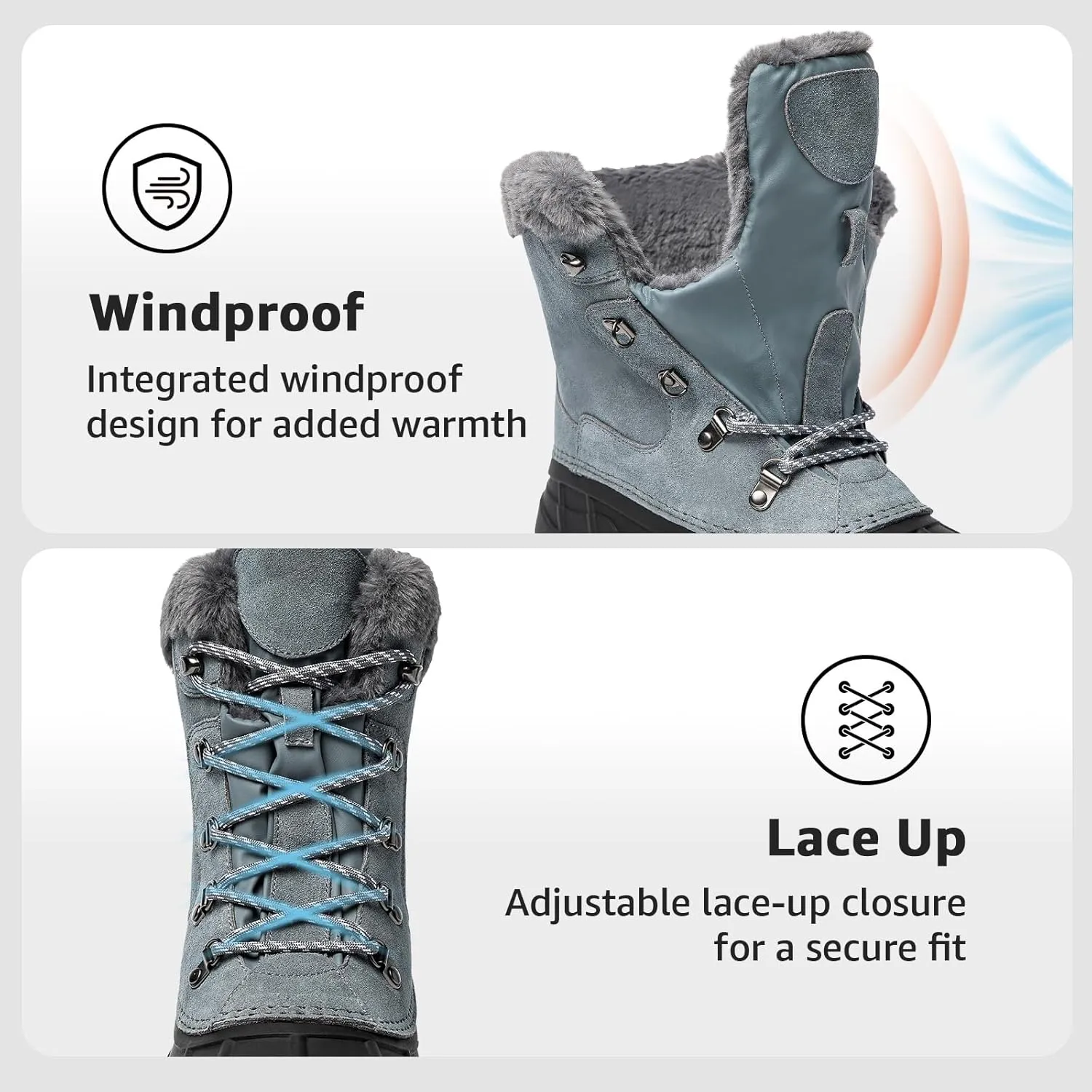 Kelway Men's Winter Boots Snow Boots Waterproof Insulated Winter Shoes for Outdoor Use