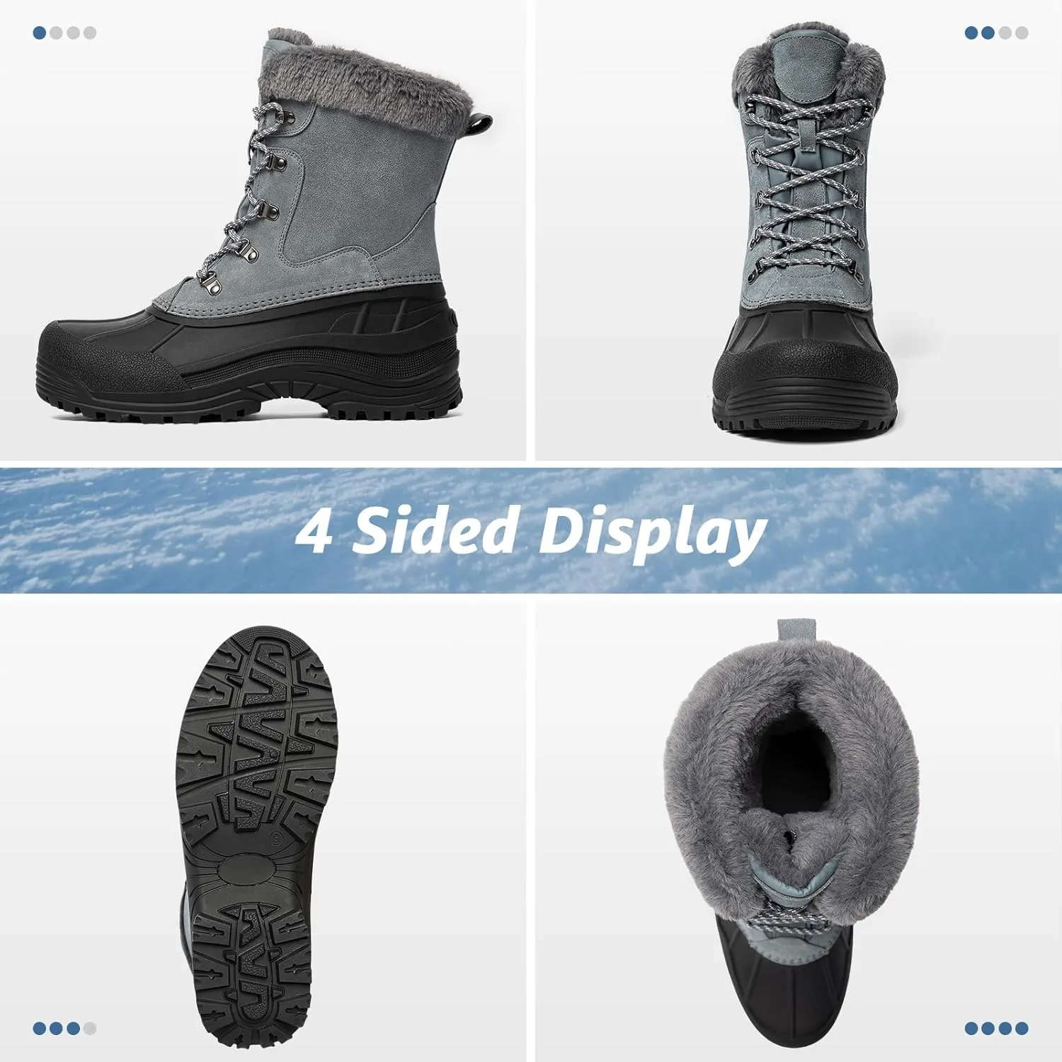 Kelway Men's Winter Boots Snow Boots Waterproof Insulated Winter Shoes for Outdoor Use