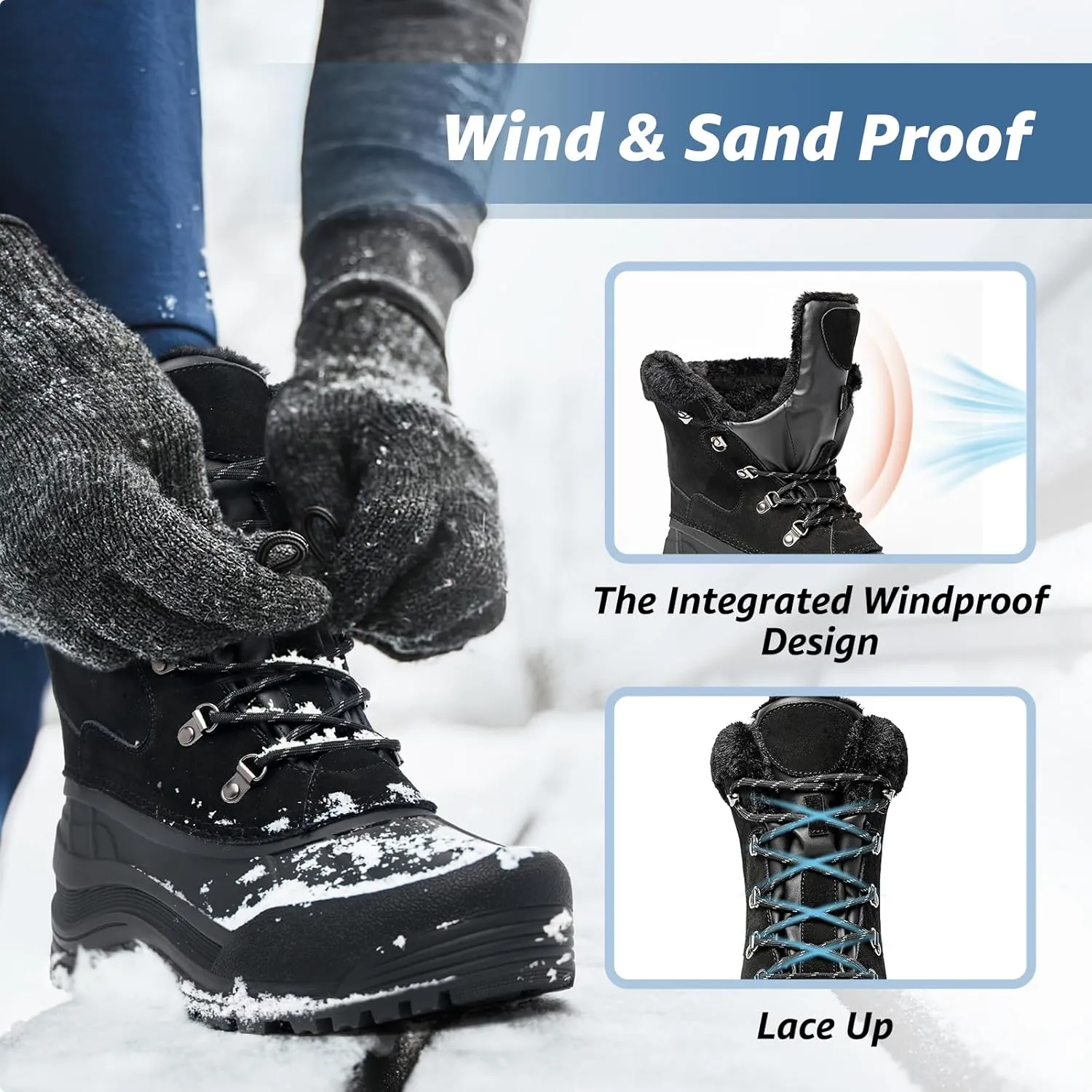 Kelway Men's Winter Boots Snow Boots Waterproof Insulated Winter Shoes for Outdoor Use