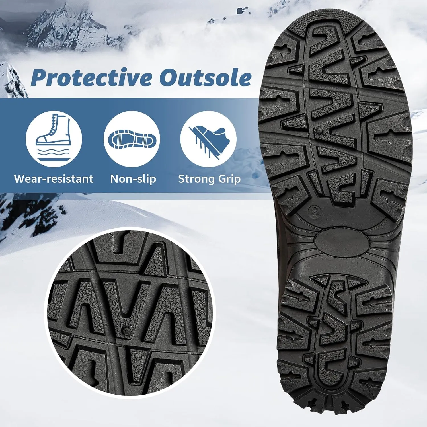 Kelway Men's Winter Boots Snow Boots Waterproof Insulated Winter Shoes for Outdoor Use