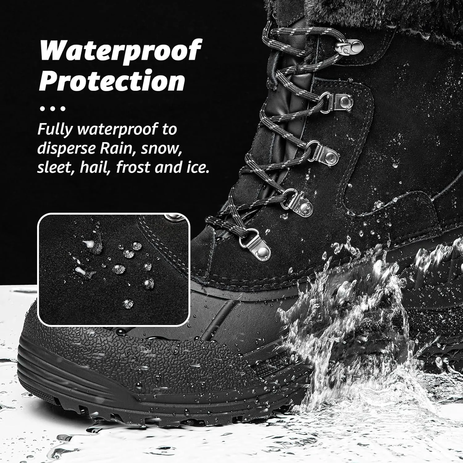 Kelway Men's Winter Boots Snow Boots Waterproof Insulated Winter Shoes for Outdoor Use
