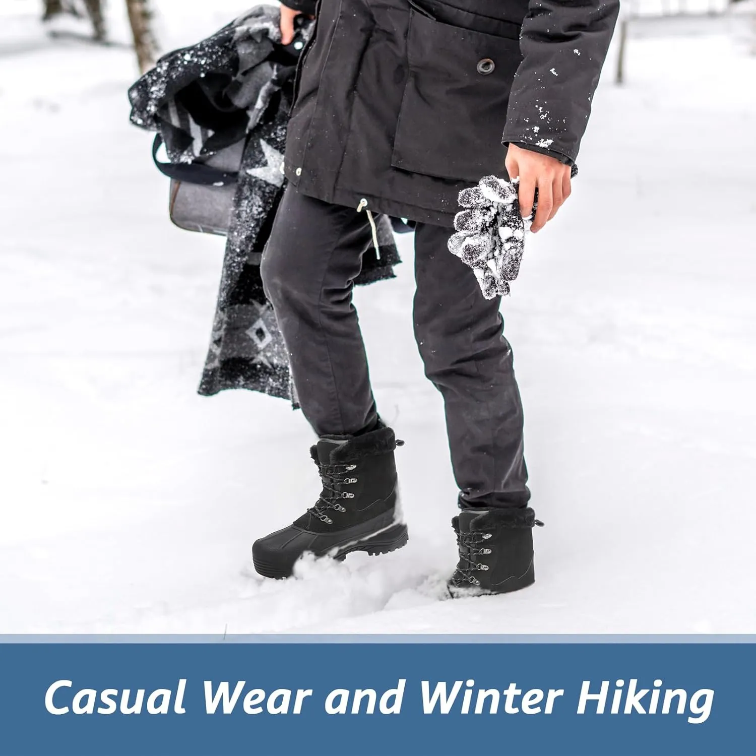 Kelway Men's Winter Boots Snow Boots Waterproof Insulated Winter Shoes for Outdoor Use