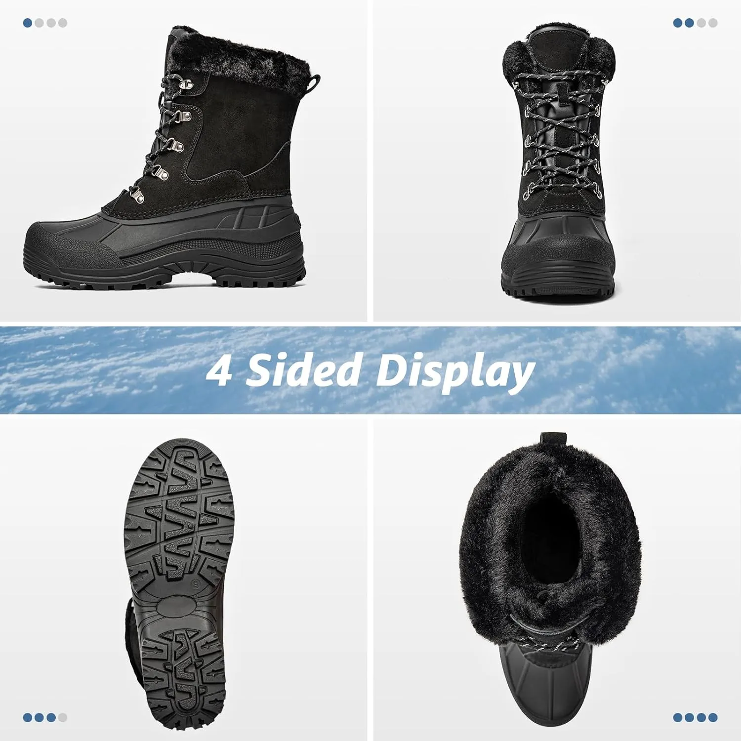 Kelway Men's Winter Boots Snow Boots Waterproof Insulated Winter Shoes for Outdoor Use