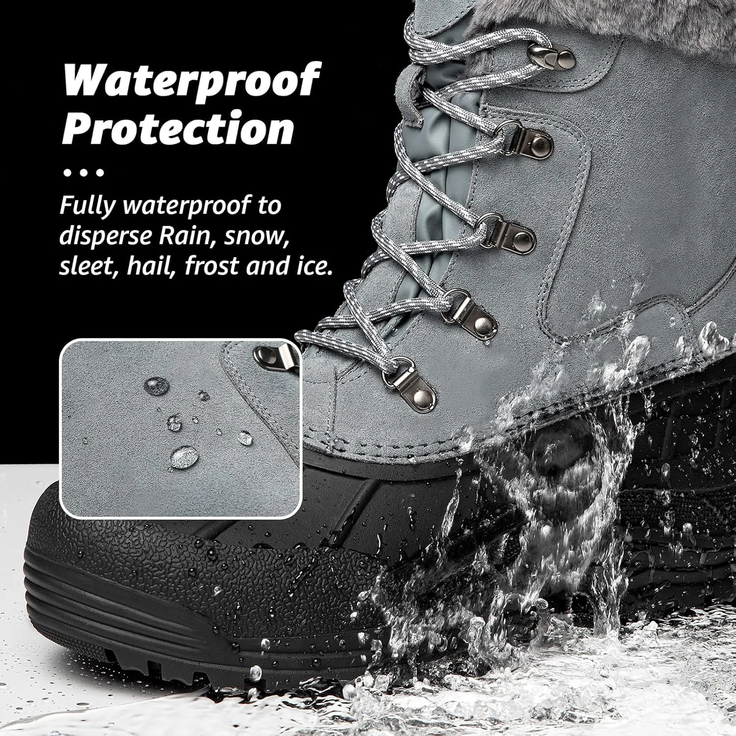 Kelway Men's Winter Boots Snow Boots Waterproof Insulated Winter Shoes for Outdoor Use