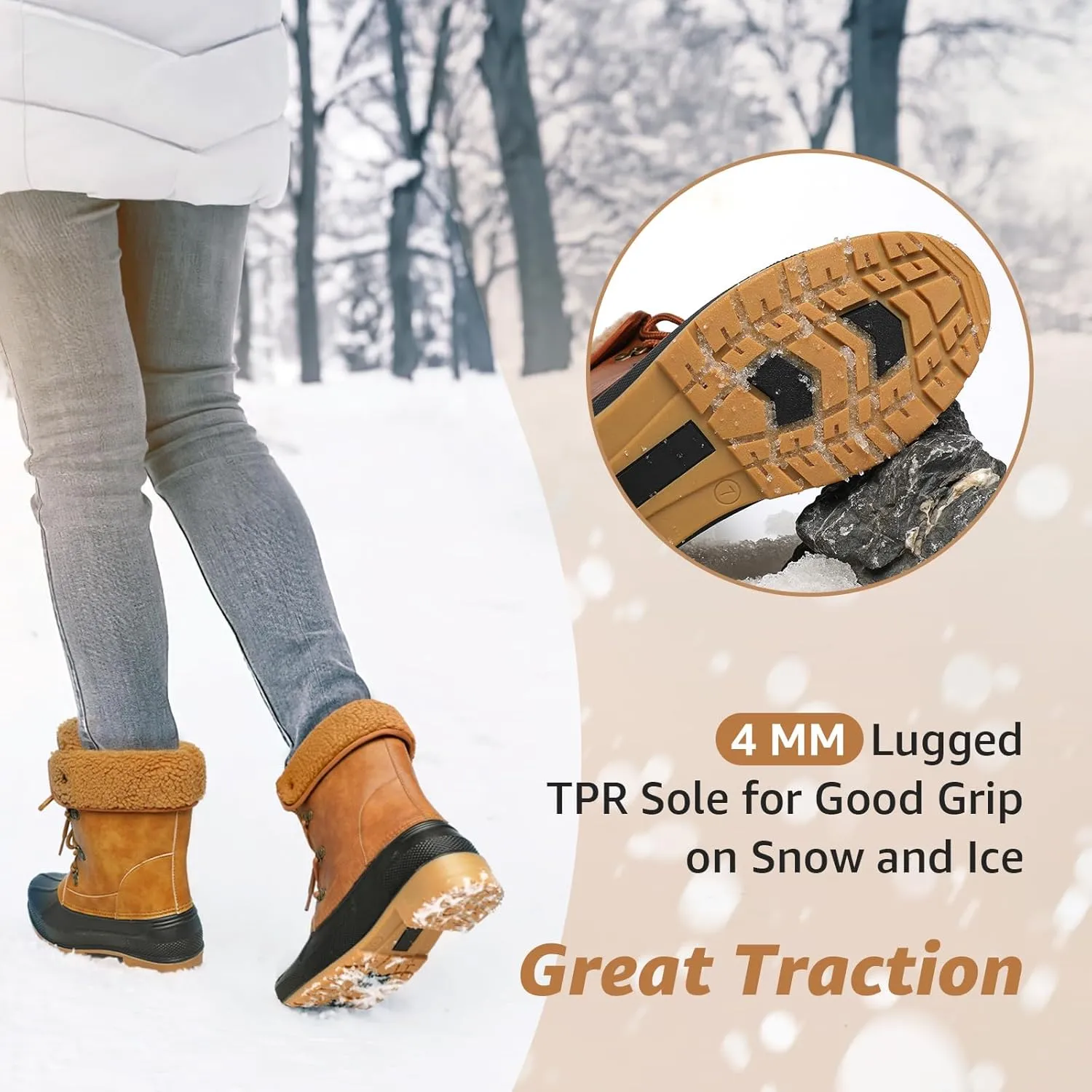 Kelway Snow Boots for Women Waterproof Insulated Warm Winter Shoes with Non-Slip Soles for Hiking Walking Camping