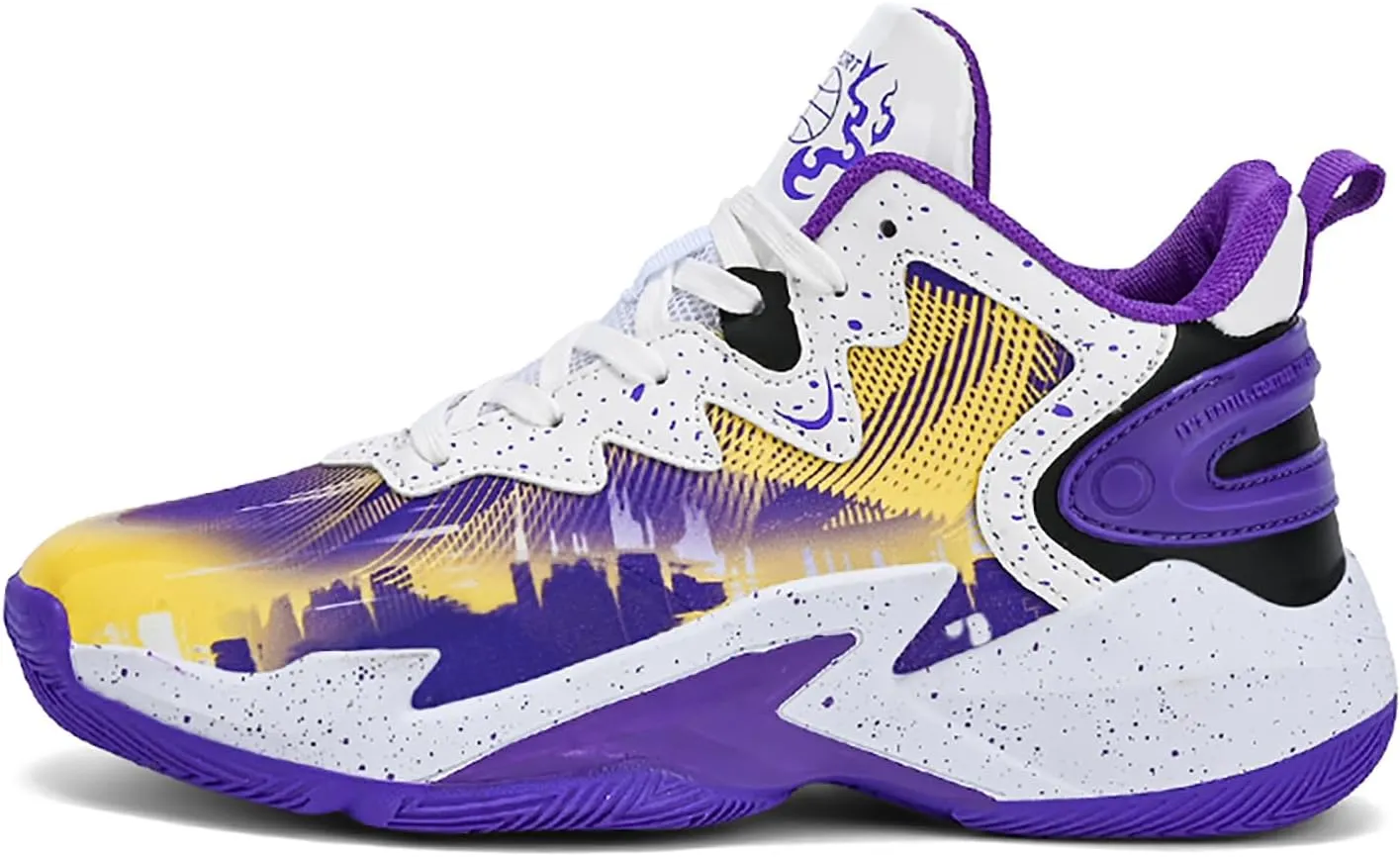 Kids Basketball Shoes Boys High-top Sports Shoes Sneakers Durable Lace-up Non-Slip Girls Running Shoes