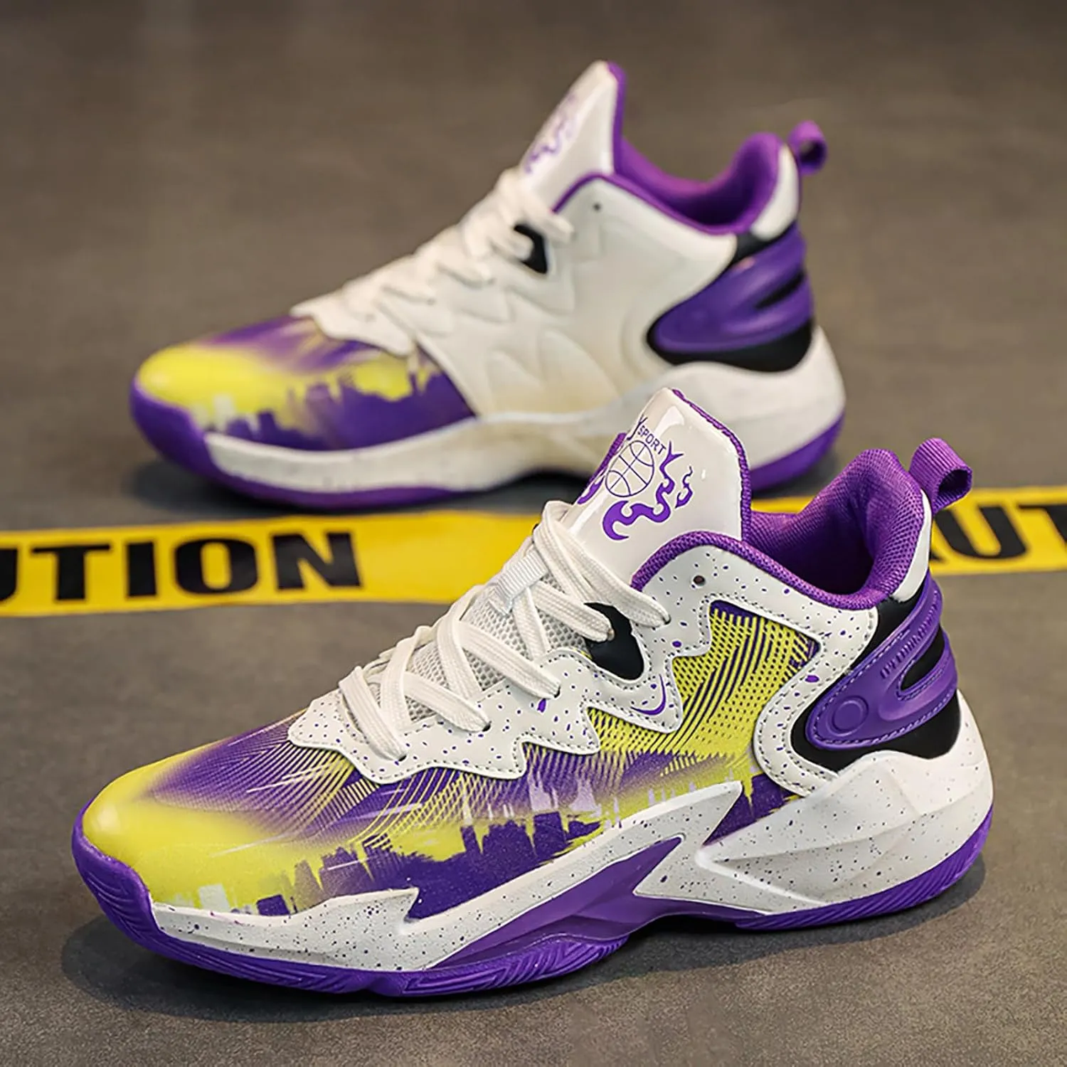 Kids Basketball Shoes Boys High-top Sports Shoes Sneakers Durable Lace-up Non-Slip Girls Running Shoes