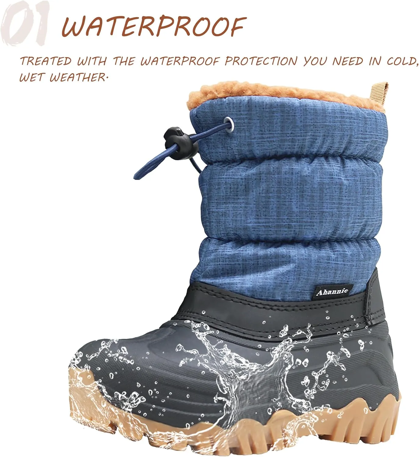 Kids Boys Girls Snow Boots Waterproof Insulated Warm Outdoor Winter Boots(Toddler/Little Kid)