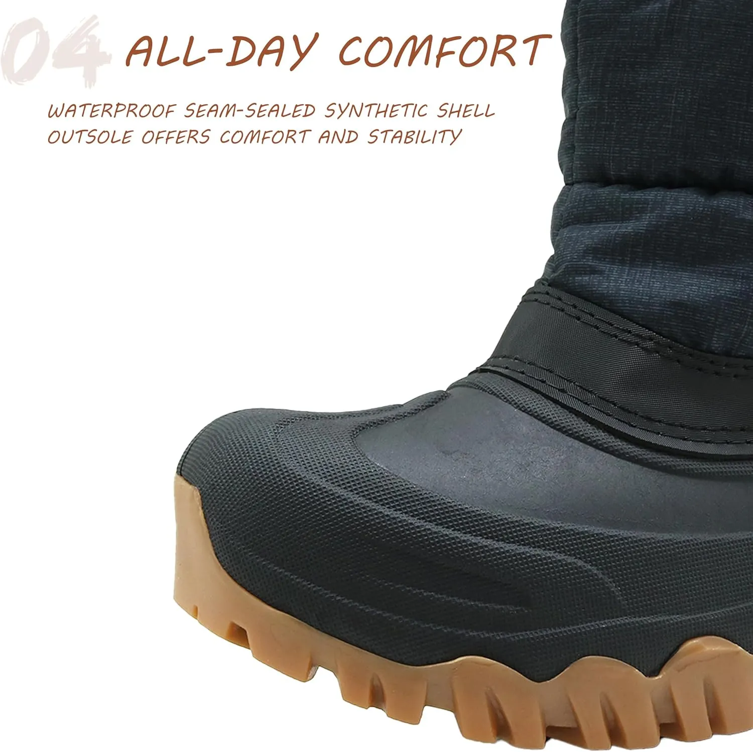 Kids Boys Girls Snow Boots Waterproof Insulated Warm Outdoor Winter Boots(Toddler/Little Kid)