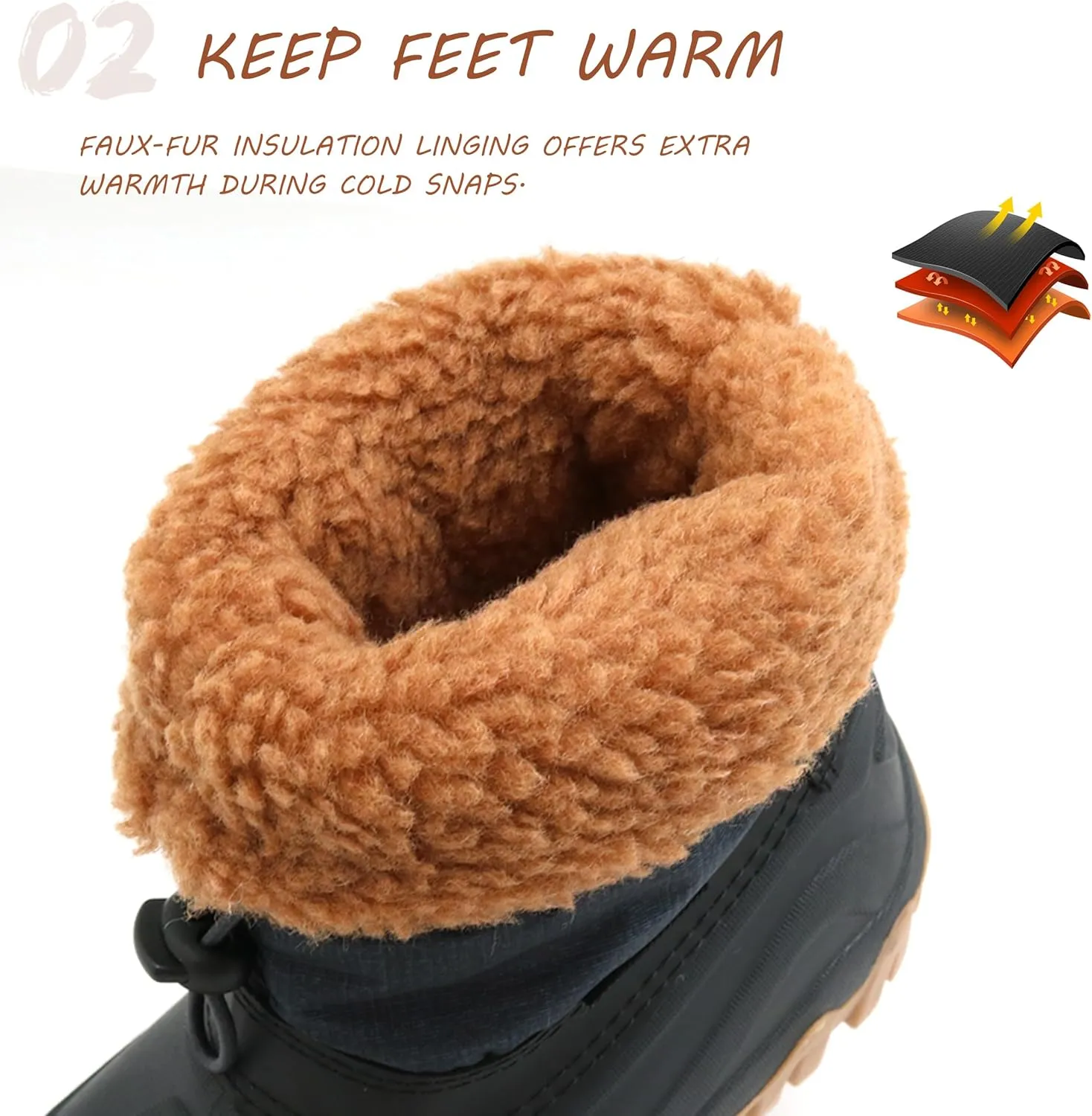 Kids Boys Girls Snow Boots Waterproof Insulated Warm Outdoor Winter Boots(Toddler/Little Kid)