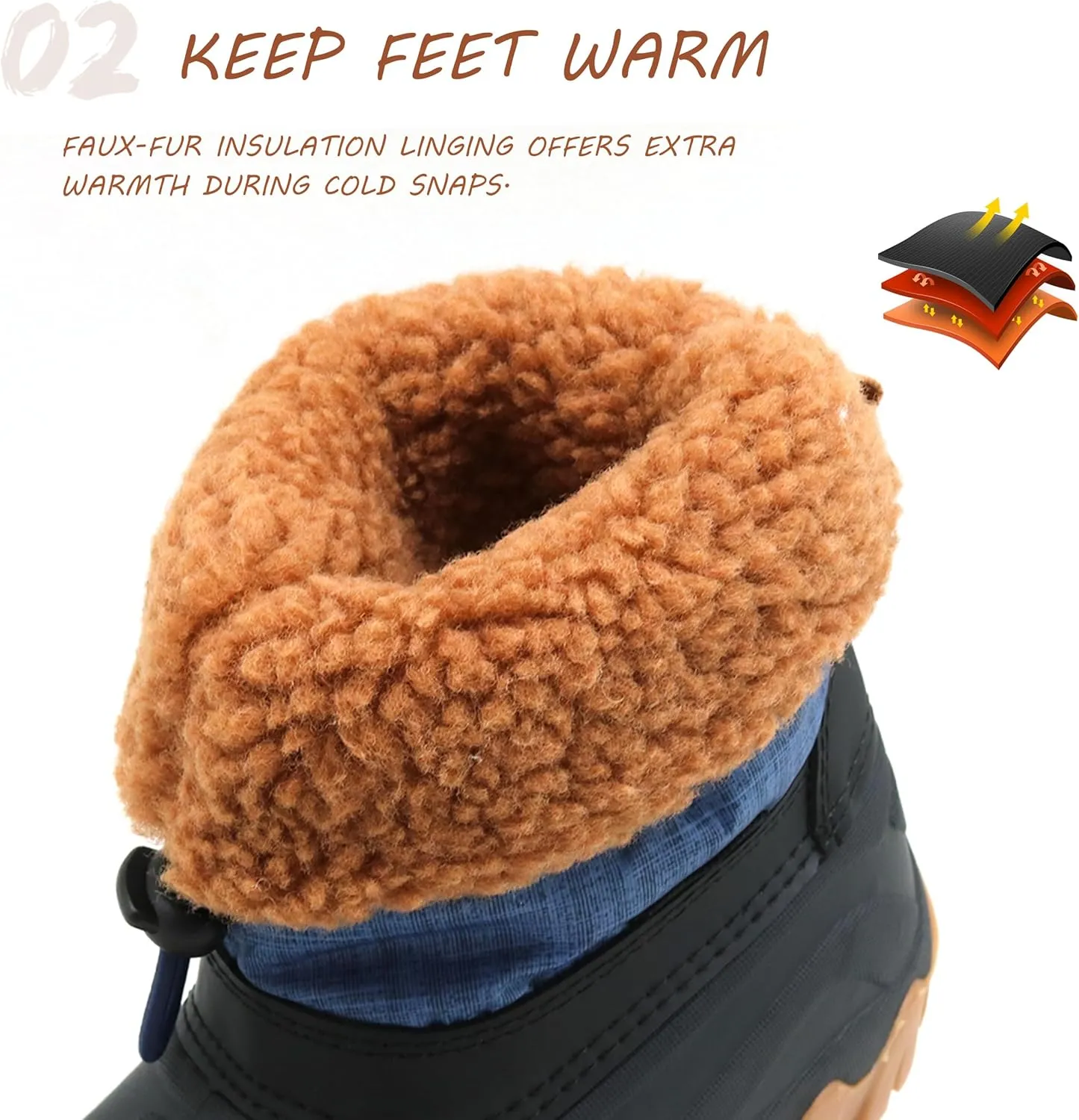 Kids Boys Girls Snow Boots Waterproof Insulated Warm Outdoor Winter Boots(Toddler/Little Kid)