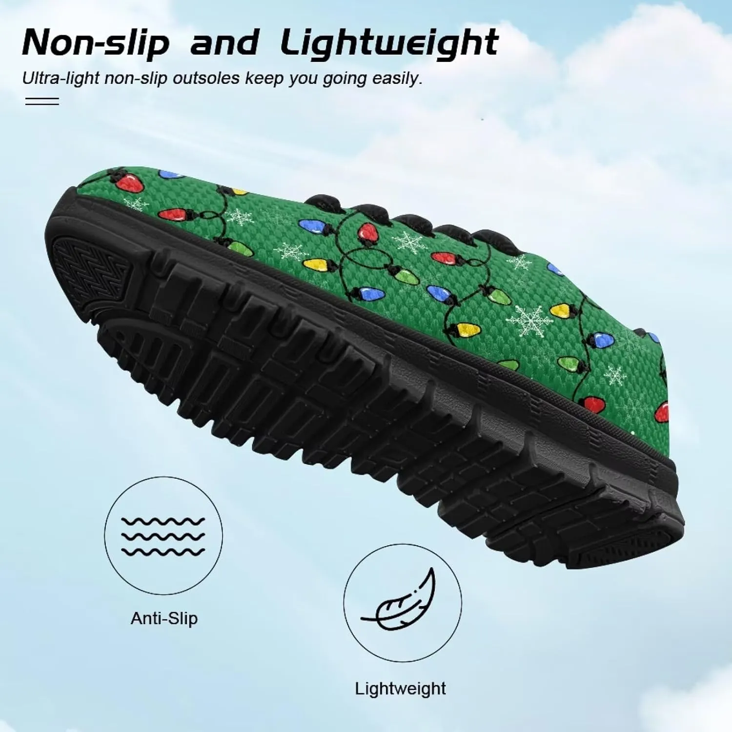 Kids Christmas Running Shoes Lightweight Breathable Mesh Sports Tennis Sneakers Anti-Skid Comfortable Casual Shoes for Boys Girls