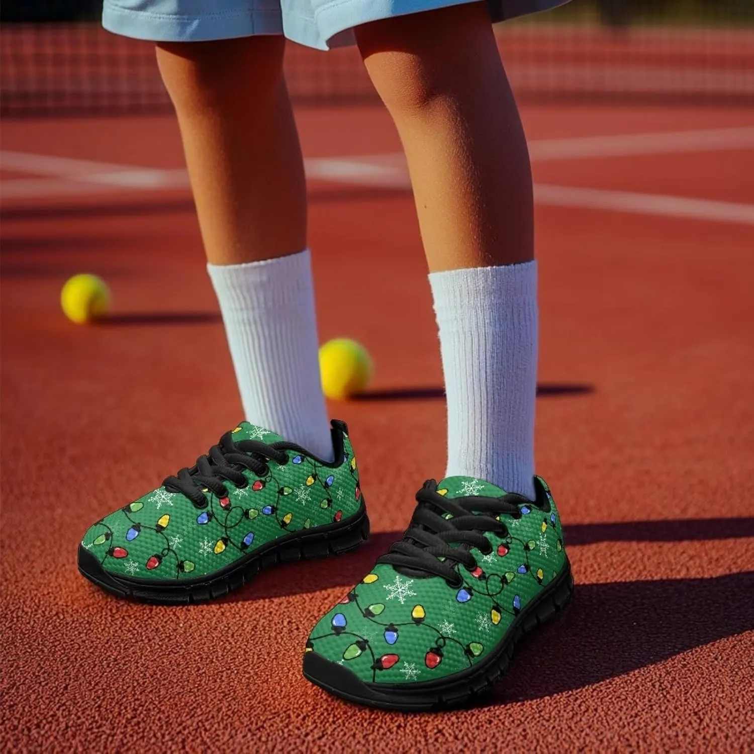 Kids Christmas Running Shoes Lightweight Breathable Mesh Sports Tennis Sneakers Anti-Skid Comfortable Casual Shoes for Boys Girls