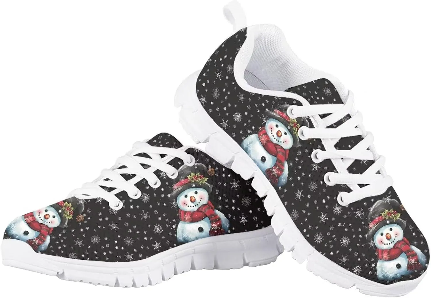 Kids Christmas Sneakers Boys Girls Lightweight Sports Running Tennis Shoes Anti-Skid Comfort Breathable Mesh Casual Shoes