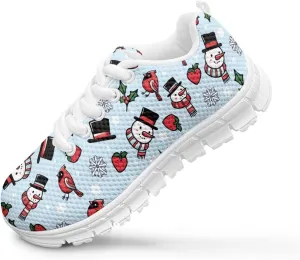 Kids Christmas Sneakers Boys Girls Lightweight Sports Running Tennis Shoes Anti-Skid Comfort Breathable Mesh Casual Shoes