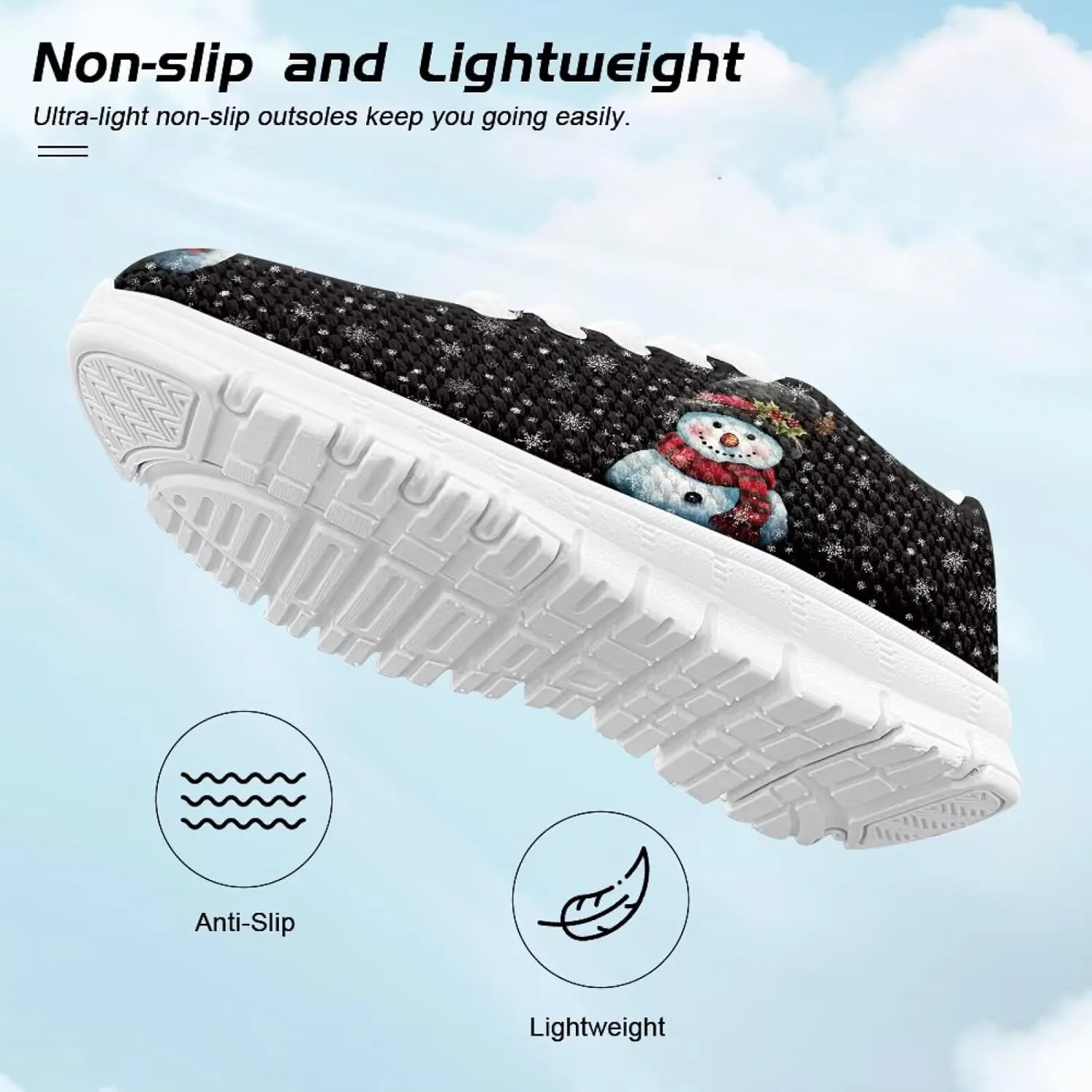 Kids Christmas Sneakers Boys Girls Lightweight Sports Running Tennis Shoes Anti-Skid Comfort Breathable Mesh Casual Shoes