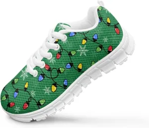 Kids Christmas Sneakers Boys Girls Lightweight Sports Running Tennis Shoes Anti-Skid Comfort Breathable Mesh Casual Shoes