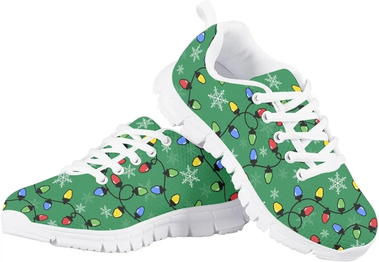 Kids Christmas Sneakers Boys Girls Lightweight Sports Running Tennis Shoes Anti-Skid Comfort Breathable Mesh Casual Shoes