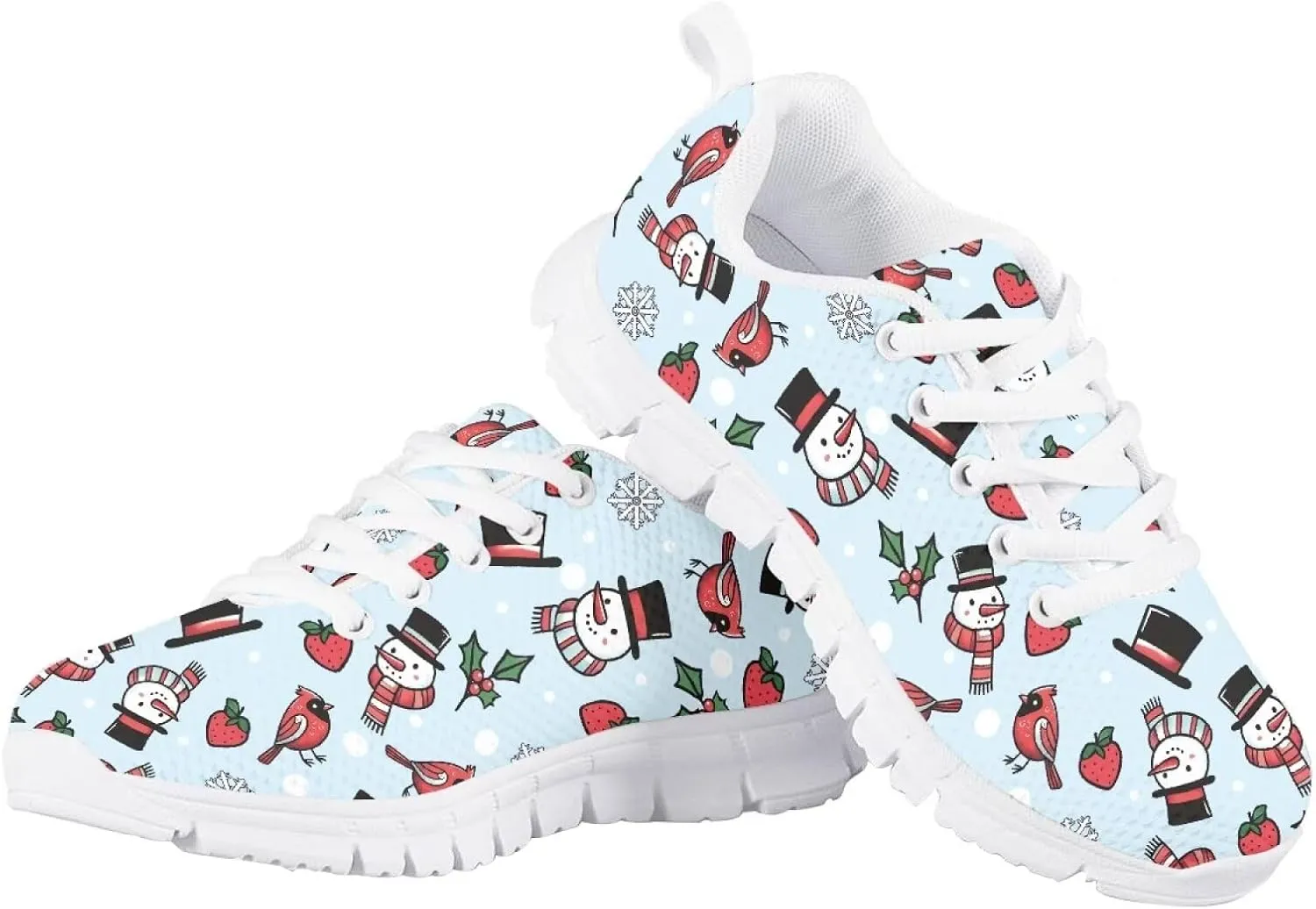 Kids Christmas Sneakers Boys Girls Lightweight Sports Running Tennis Shoes Anti-Skid Comfort Breathable Mesh Casual Shoes