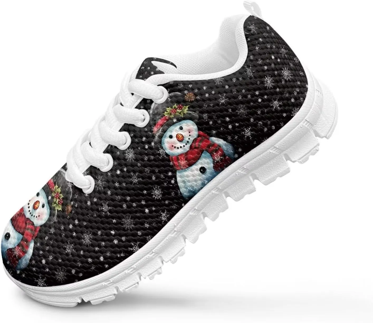 Kids Christmas Sneakers Boys Girls Lightweight Sports Running Tennis Shoes Anti-Skid Comfort Breathable Mesh Casual Shoes