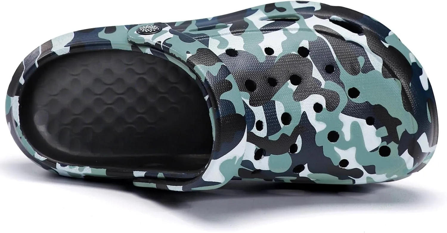 Kids Classic Camo Beach Clogs | Lightweight Water Sandals for Boys - Quick-Dry Non-Slip Light and Durable （Little Kid/Big Kid）