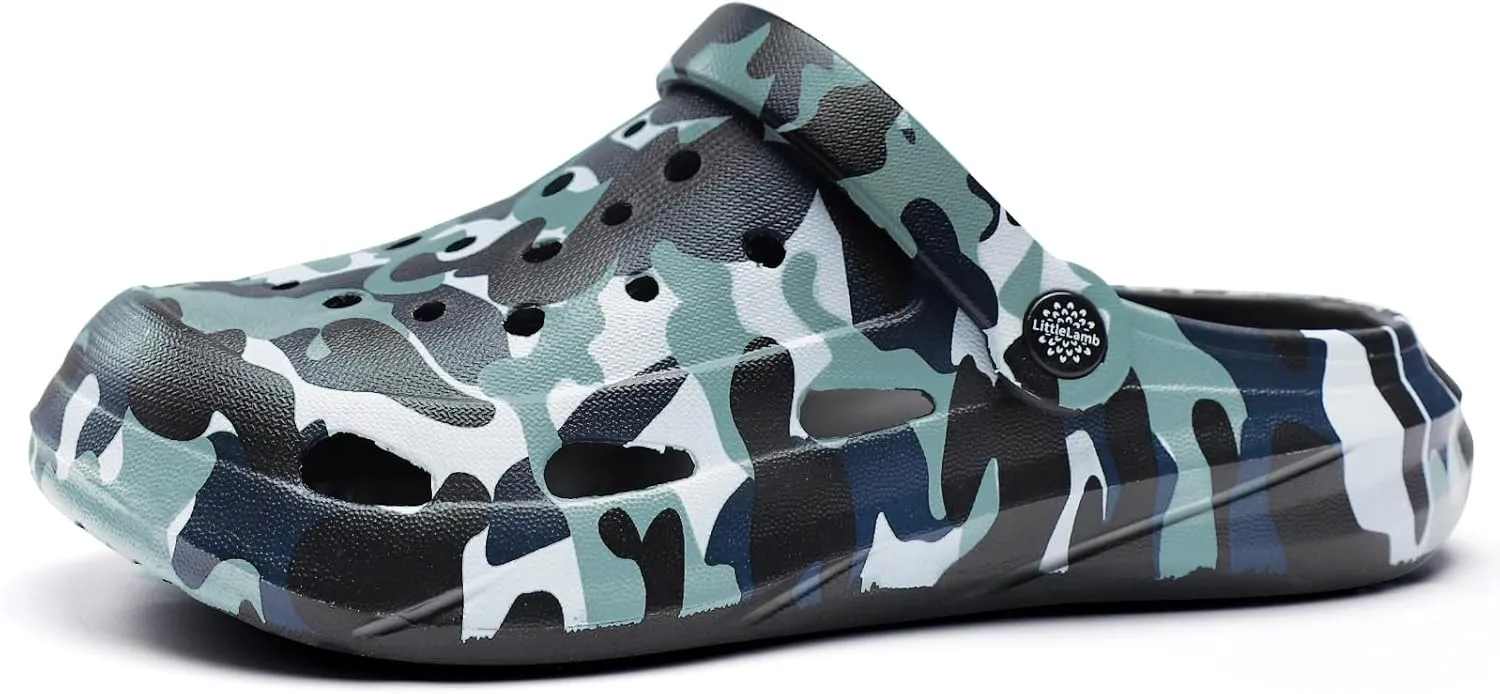 Kids Classic Camo Beach Clogs | Lightweight Water Sandals for Boys - Quick-Dry Non-Slip Light and Durable （Little Kid/Big Kid）