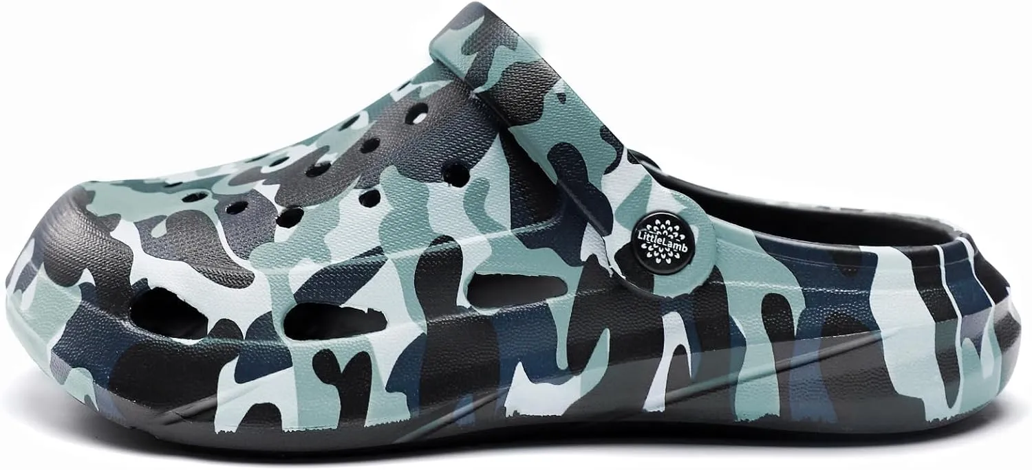 Kids Classic Camo Beach Clogs | Lightweight Water Sandals for Boys - Quick-Dry Non-Slip Light and Durable （Little Kid/Big Kid）